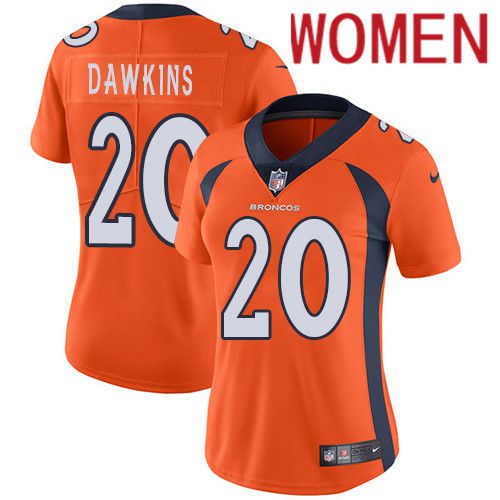 Women Denver Broncos #20 Brian Dawkins Orange Nike Vapor Limited NFL Jersey->women nfl jersey->Women Jersey